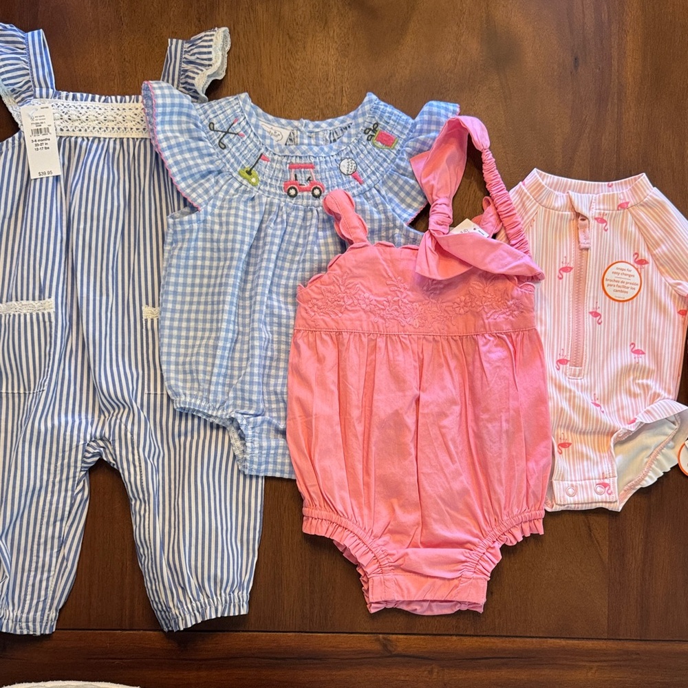 Lot of new 3M baby clothes and swimsuit, gap, mud pie and carters